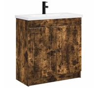 Qnhdfrt Mobile Bagno con Lavabo e Rubinetto Rovere Fumo 78,5cm 2 Pz