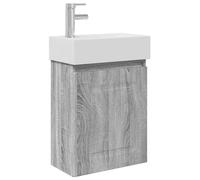Qnhdfrt Mobile Bagno Sospeso con Lavabo e Rubinetto Grigio Sonoma 45,5cm