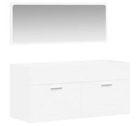 Qnhdfrt Mobile Bagno Sospeso con Specchio Bianco Legno Multistrato 2 Pezzi | Elegante set per il bagno con armadietto a muro e specchio per ottimizzare lo spazio e facilitare la pulizia.