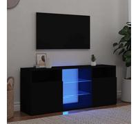 Qnhdfrt Mobile basso per TV con illuminazione LED RGB, nero, 120 x 30 x 50 cm, moderno tavolo per il soggiorno con spazio di archiviazione