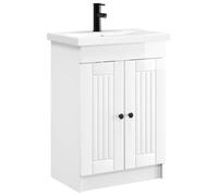 Qnhdfrt Mobile da Bagno con Lavabo e Rubinetto Bianco Lucido 2Pz