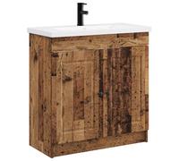 Qnhdfrt Mobile da Bagno con Lavabo e Rubinetto Set 2 Pz Legno Antico