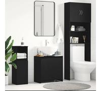 Qnhdfrt Mobile da bagno nero effetto rovere 60 x 33 x 61 cm in legno sottile piccolo con porta e spazio per il bagno