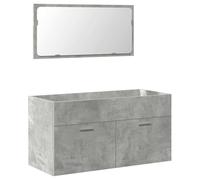 Qnhdfrt Mobile da Bagno Sospeso con Specchio Grigio Cemento 2Pz | Arredo sospeso salvaspazio per la zona lavabo, completo di specchio rettangolare e capiente vano interno con ante.