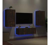 Qnhdfrt Mobile da parete per TV, 3 pezzi, in legno con illuminazione a LED RGB, montaggio a parete, per più spazio nel soggiorno
