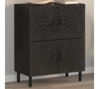 Qnhdfrt Mobile in legno massello di mango 60 x 33 x 75 cm, nero con gambe in ferro, moderna credenza per Living Room corridoio o camera da letto, design industriale con molto spazio