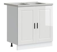 Qnhdfrt Mobile Lavello con Vasca Porto 2 Pz Bianco Legno 80x46x81.5 cm