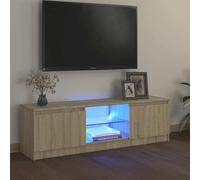 Qnhdfrt Mobile per TV con illuminazione LED RGB, basso, in rovere Sonoma, 120 x 30 x 36 cm, robusto tavolo per TV con spazio per il soggiorno