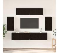 Qnhdfrt Mobile per TV con memoria, montaggio a parete, in legno di rovere nero, design moderno con scomparti a forma di cubo, risparmio di spazio per soggiorno e aree di intrattenimento