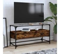 Qnhdfrt Mobile per TV con piano in vetro, 98 x 35 x 51 cm, materiale in legno, telaio in metallo industriale e molto spazio per il soggiorno