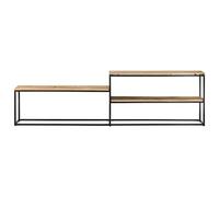 Qnhdfrt Mobile Porta TV 180x30x50 cm in Legno di Mango Grezzo | Consolle multimediale con 3 ripiani aperti per soggiorno, ideale per organizzare dispositivi e libri con stile.