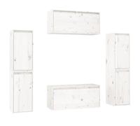 Qnhdfrt Mobile Porta TV da Parete Set 6 Pz in Legno di Pino Bianco