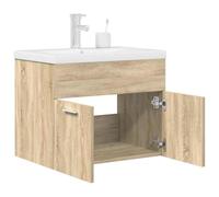 Qnhdfrt Mobile sottolavabo con lavabo e rubinetto in rovere Sonoma, 60 x 38,5 x 46 cm, design per mobili da bagno