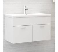 Qnhdfrt Mobile sottolavabo con vasca da incasso, 80 x 38,5 x 46 cm, bianco, materiale in legno, ceramica, design moderno, per bagno, WC ospiti e piccoli corridoi