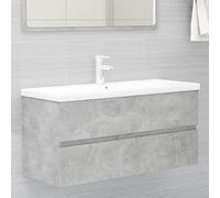 Qnhdfrt Mobile sottolavabo con vasca da incasso, grigio cemento, in legno sottile, 100 x 38,5 x 45 cm, design moderno per bagno