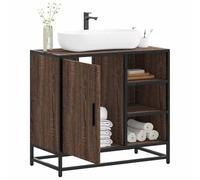 Qnhdfrt Mobile sottolavabo, effetto rovere, design retrò, sottile, 65 x 33 x 60 cm, con telaio in metallo, per piccoli bagni