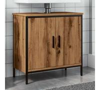 Qnhdfrt Mobile sottolavabo in legno di quercia artisan, 60 x 30 x 60 cm, sottile con molto spazio - Pratico mobile da bagno per articoli da toeletta e utensili da bagno