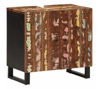 Qnhdfrt Mobile sottolavabo, in legno massiccio, con gambe in ferro, sottile, 62 x 33 x 58 cm, con 2 scomparti, spazio per il bagno, mobili da bagno, design unico vintage