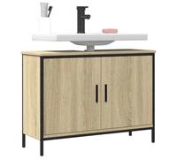 Qnhdfrt Mobile sottolavabo in rovere Sonoma, 80 x 30 x 60 cm, in legno di acciaio, con spazio per il bagno