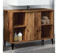 Qnhdfrt Mobile sottolavabo vintage 80 x 33 x 60 cm, robusto materiale in legno con piedini in metallo e 5 scomparti, moderna credenza per il bagno, il WC e il corridoio