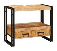 Qnhdfrt Mobile Sottolavello Bagno Legno Massello Mango 71x33x58 cm | Mobiletto salvaspazio per toilette con cassetto scorrevole e ripiano aperto, ideale per riordinare piccoli spazi.