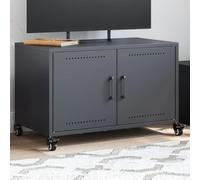 Qnhdfrt Mobile TV antracite in acciaio laminato a freddo 68 x 39 x 43,5 cm con 2 ante e ruote per soggiorno - Design moderno con spazio e mobilità
