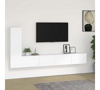 Qnhdfrt Mobile TV bianco in legno moderno con montaggio a parete e molto spazio per il soggiorno, 3 pezzi, con 2 armadi 100 x 30 x 30 cm e 1 armadio alto 30,5 x 30 x 110 cm