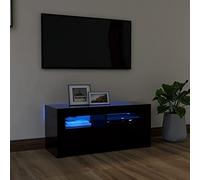 Qnhdfrt Mobile TV con illuminazione LED RGB nero in legno 90 x 35 x 40 cm Design moderno per soggiorno con spazio e robustezza