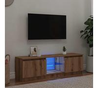 Qnhdfrt Mobile TV con luci LED RGB, rovere Artisan, 120 x 30 x 36 cm, design moderno in legno con cambio automatico di colore e molto spazio per il soggiorno