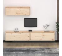 Qnhdfrt Mobile TV in legno massello di pino da appendere, 3 pezzi, per soggiorno, 100 x 30 x 35 cm, non trattato, design classico, robusto