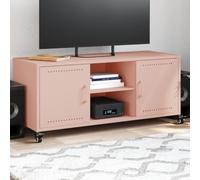 Qnhdfrt Mobile TV rosa in acciaio con ruote 100,5 x 39 x 43,5 cm per soggiorno spazio e mobilità