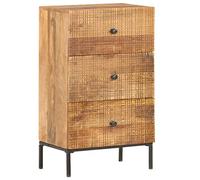 Qnhdfrt Mobile vintage industriale in legno massello mango, 45 x 30 x 75 cm, con 3 cassetti, intagliato a mano, per soggiorno, cucina, corridoio