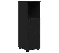 Qnhdfrt Mobiletto Bagno Salvaspazio Nero in Legno e Metallo 30x35x95cm | Colonna stretta con ante e piedini in metallo, ideale per organizzare piccoli spazi in bagno o corridoio.