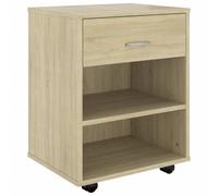 Qnhdfrt Mobiletto con Ruote Porta Stampante Rovere Sonoma 46x36x59 cm
