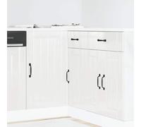 Qnhdfrt Mobiletto da cucina Lucca bianco lucido in legno 86 x 46 x 81,5 cm con piedini regolabili e ampio spazio di archiviazione