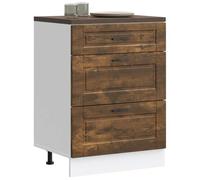 Qnhdfrt Mobiletto da cucina Porto in affumicatura in legno 60 x 46 x 81,5 cm, con piedini regolabili e ampio spazio di archiviazione, robusto per l'organizzazione della cucina
