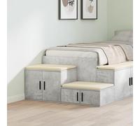 Qnhdfrt Mobiletto moderno grigio cemento, comodino, 127 x 41 x 40 cm, in legno dal design sottile con 2 ante per camera da letto