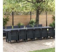 Qnhdfrt Mobili da giardino in rattan sintetico, 15 pezzi, 400 x 100 cm, tavolo da pranzo con 14 sedie, set di mobili per esterni, design moderno, per terrazza, balcone, campeggio