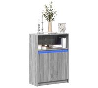 Qnhdfrt Moderna credenza a LED grigia Sonoma con illuminazione RGB 72 x 34 x 100 cm, in legno per soggiorno, corridoio, sala da pranzo, molto spazio e design elegante