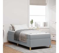 Qnhdfrt Moderna struttura per letto con spazio 100 x 200 cm, in grigio chiaro e bianco, rivestimento in tessuto con materasso in schiuma, design minimalista per camera da letto e camera degli ospiti