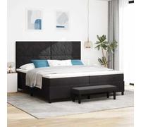 Qnhdfrt Moderno letto a molle 200 x 200 cm velluto nero con materasso topper e panchina, design lussuoso per camera da letto