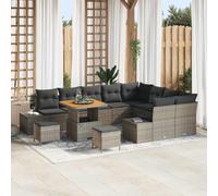 Qnhdfrt Moderno set di divani da esterno in polyrattan grigio con cuscino per giardino, balcone e terrazza, design robusto per 8 persone