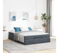 Qnhdfrt Moderno telaio letto con spazio 160 x 200 cm grigio scuro velluto tessuto letto con materasso camera da letto mobili per appartamenti in città e case moderne