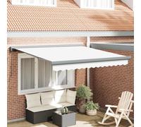 Qnhdfrt Morsetto manuale snodato bianco 350 x 250 cm per balcone e terrazza con telaio verniciato a polvere e robusta funzione di protezione solare