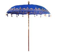 Qnhdfrt Ombrello Balinese da Giardino Parasole in Cotone Blu 215cm