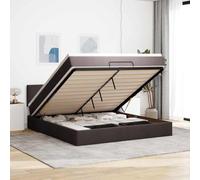 Qnhdfrt Ottoman - Struttura letto 180 x 200 cm, con molle insacchettate, materasso e spazio di archiviazione, colore marrone scuro, per camera da letto e camera degli ospiti