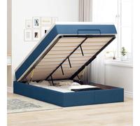 Qnhdfrt Ottoman telaio letto blu 120 x 190 cm con materasso e topper, molle insacchettate, grande spazio di archiviazione, ascensore idraulico per camera da letto moderna, camera dei ragazzi o camera