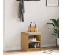 Qnhdfrt Panca da corridoio Sandnes, 45 x 40 x 50 cm, in legno di pino massiccio, con spazio di archiviazione e effetto legno di noce, robusta panchina per corridoio, ingresso e salotto