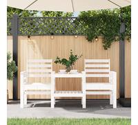 Qnhdfrt Panca da giardino con tavolo a 2 posti, in legno massiccio di pino bianco, per giardino e balcone, tavolo integrato, comoda seduta 175 x 55 x 89 cm