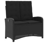 Qnhdfrt Panca da giardino regolabile, 2 posti, in rattan sintetico, con comodo cuscino imbottito, colore nero, struttura in acciaio, per giardino, terrazza, balcone, 105 x 59 x 93 cm